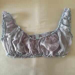 SKIMS | Romance Silk chiffon Gathered Crop Top Blue and Pink Medium